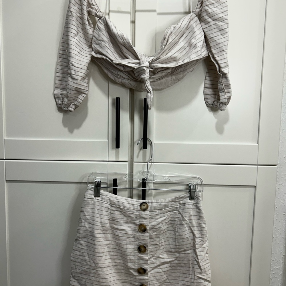 Striped Button-Front Skirt